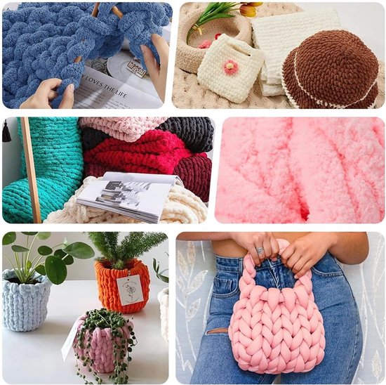 Chunky Chenille Garen voor haken & Breien, Bulky Dik Fluff y Garen voor breien, Pluche Garen voor Handbreien Deken, Mutsen, Kussens, Huisdier Bed, Woondecoratie