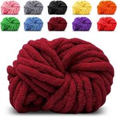 Grof katoenen wol garen om te haken - 3 x 50 g starterskit met 4 mm haak, Easy Amigurumi garen in rood, bruin, zwart