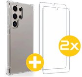 Hoesje en Screenprotector Combi Geschikt Voor Samsung S25 Ultra - Anti Shock Hoesje + 2x Screenprotector