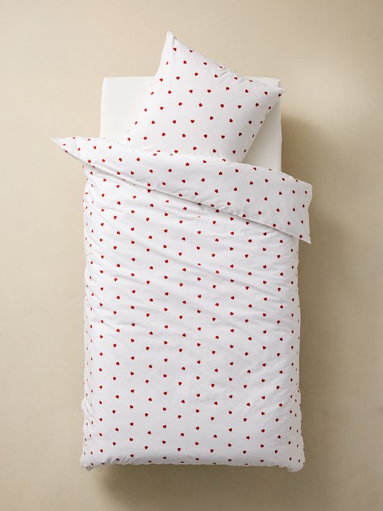 Vertbaudet Parure housse de couette enfant et taie d'oreiller COEURS, avec coton recyclé