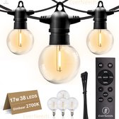 EverNeeds G50 Lichtsnoer Voor Buiten- 17 Meter - 38 LED - Afstandsbediening - Met Dimfunctie - Lichtslinger - Sfeerverlichting Buiten en Binnen - Tuinverlichting - Lampjes Slinger - IP65 - 4 Extra Leds