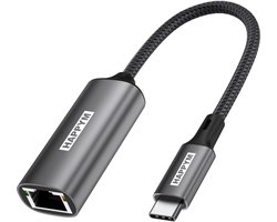 Adaptateur Ethernet USB-C vers RJ45 – Gigabit 1000 Mbit/s – Adaptateur Réseau USB Type-C vers LAN – Plug & Play – Aluminium – Pour MacBook, ordinateur portable, iPad, Chromebook