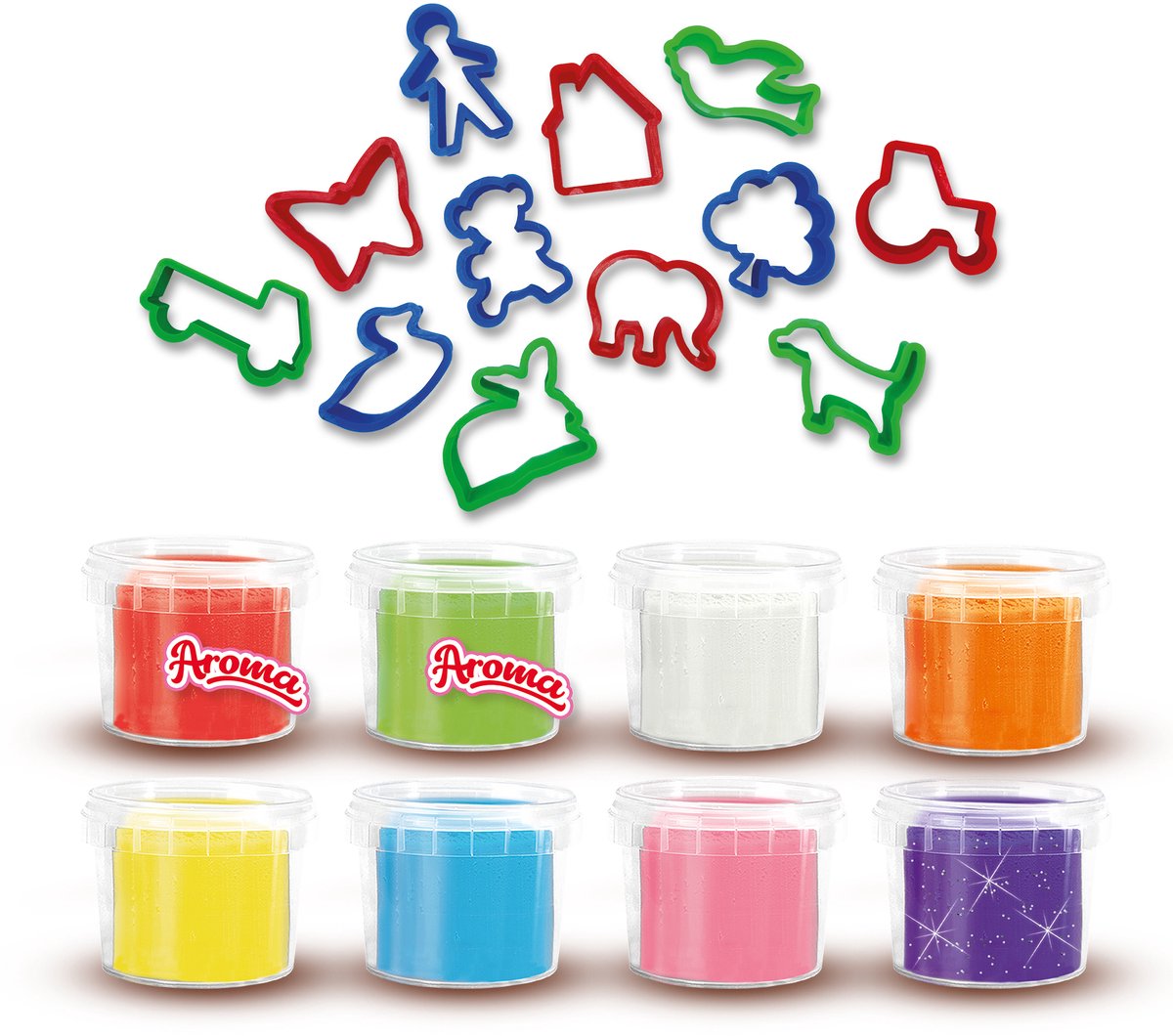 SES Creative - Klei Mania - Mega Set met Kleivormen (8x90g) - Vegan en Glutenvrij - Herbruikbaar - Uitwasbaar - Vanaf 2 jaar — afbeelding 2