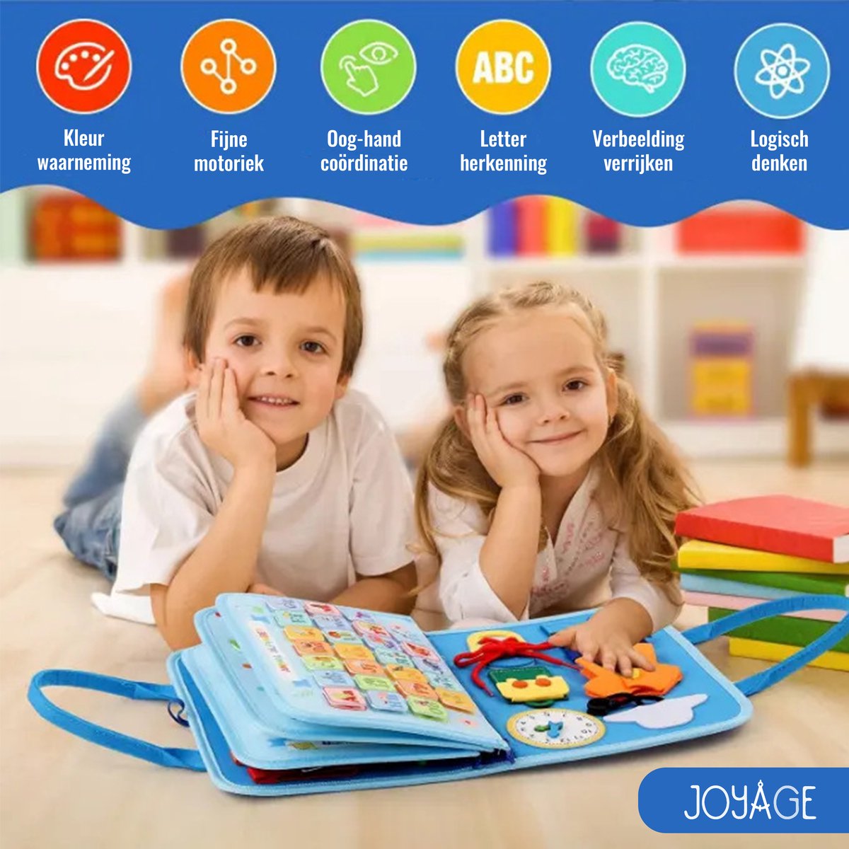Joyage Busy Board Montessori Speelgoed meisjes - Sensorisch Speelgoed 3 jaar activiteitenboek - Educatief speelgoed 1 jaar 2 jaar Motoriek Speelgoed voor in de auto onderweg – Reisspeelgoed Peuter speelgoed 4 jaar voor op reis - Busy book — afbeelding 5