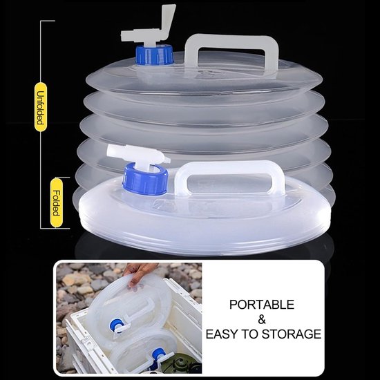 Bidon D'eau Pliable 10 L Avec Robinet, Sans BPA, PE Résistant, Pour Camping, Randonnée Et Jardin