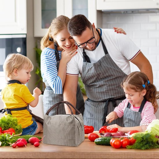 Lunchtas - Koeltas - Geïsoleerd - Kleine gekoelde lunchbox - Waterdicht - Volwassenen en kinderen - Voor werk - School - Picknick - Buiten - Bruine strepen van Merkloos — afbeelding 4