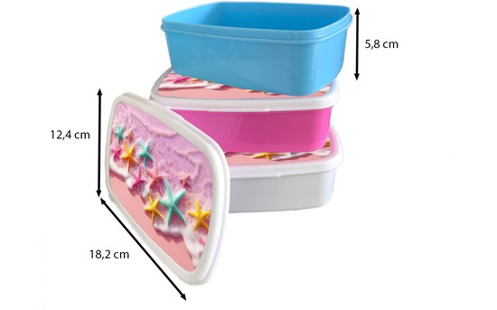 Lunch Box Wit - Lunch Box Étoile de Mer - Plage - Vagues - Lunch Box 18x12x6 cm - Lunch Box Pain - Boîtes à pain pour Enfants et Adultes