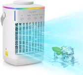 Mobiele airco -Mobiele airco zonder afvoerslang - Mobiele airco voor slaapkamer - 3-in-1 - Ventilator - Voor Slaapkamer & Woonkamer - 4 Snelheden - Airconditioning - Draagbare Aircooler - LED Verlichting - Draagbare airconditioner