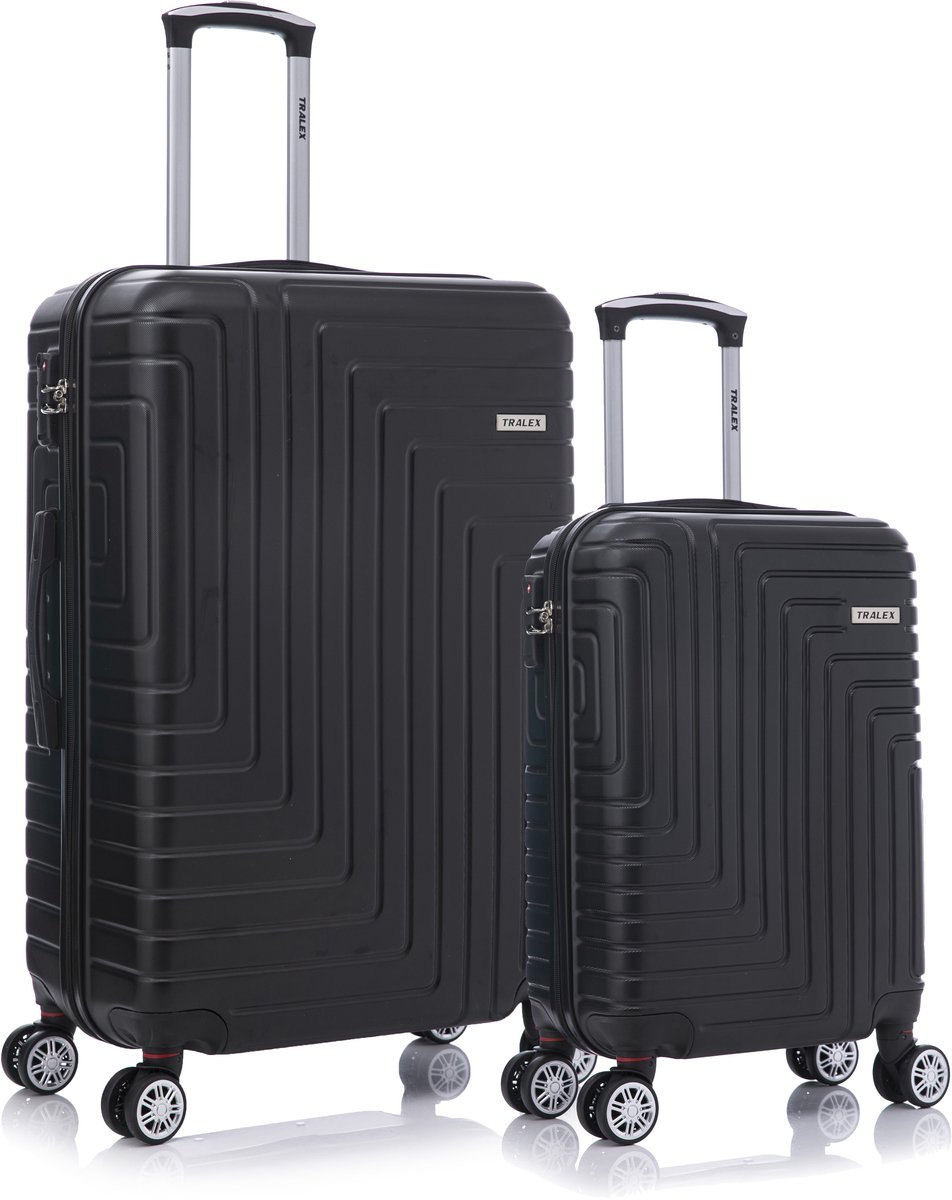 TRALEX - Luminara - 2 Delig kofferset - Grote Set 39L&97L - Handbagage - 39L - 56x37x23cm - Grote koffer - 97L - 76x49x29cm - ABS - Harde schaal - TSA-slot - Lichtgewicht - Flexibel - Duurzaam - Stille rubberen wielen - Dubbele spinnerwielen - Zwart