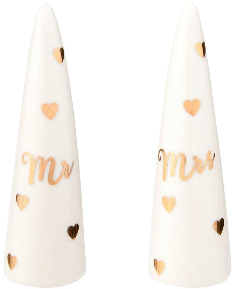 Trouwring houder met hartjes / Ring Cones MR & MRS van Sass & Belle