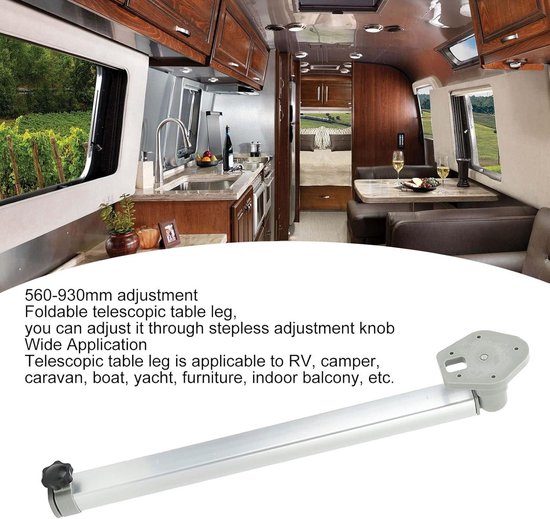 Opklapbare Tafelpoot, 560 Tot 930 Mm Telescopische Bureaupoot voor Rv Campers Caravans Boot, Verdikte Aluminiumlegering 22 Tot 36,6 Inch Opvouwbare Rv Meubelpoot, Eenvoudig