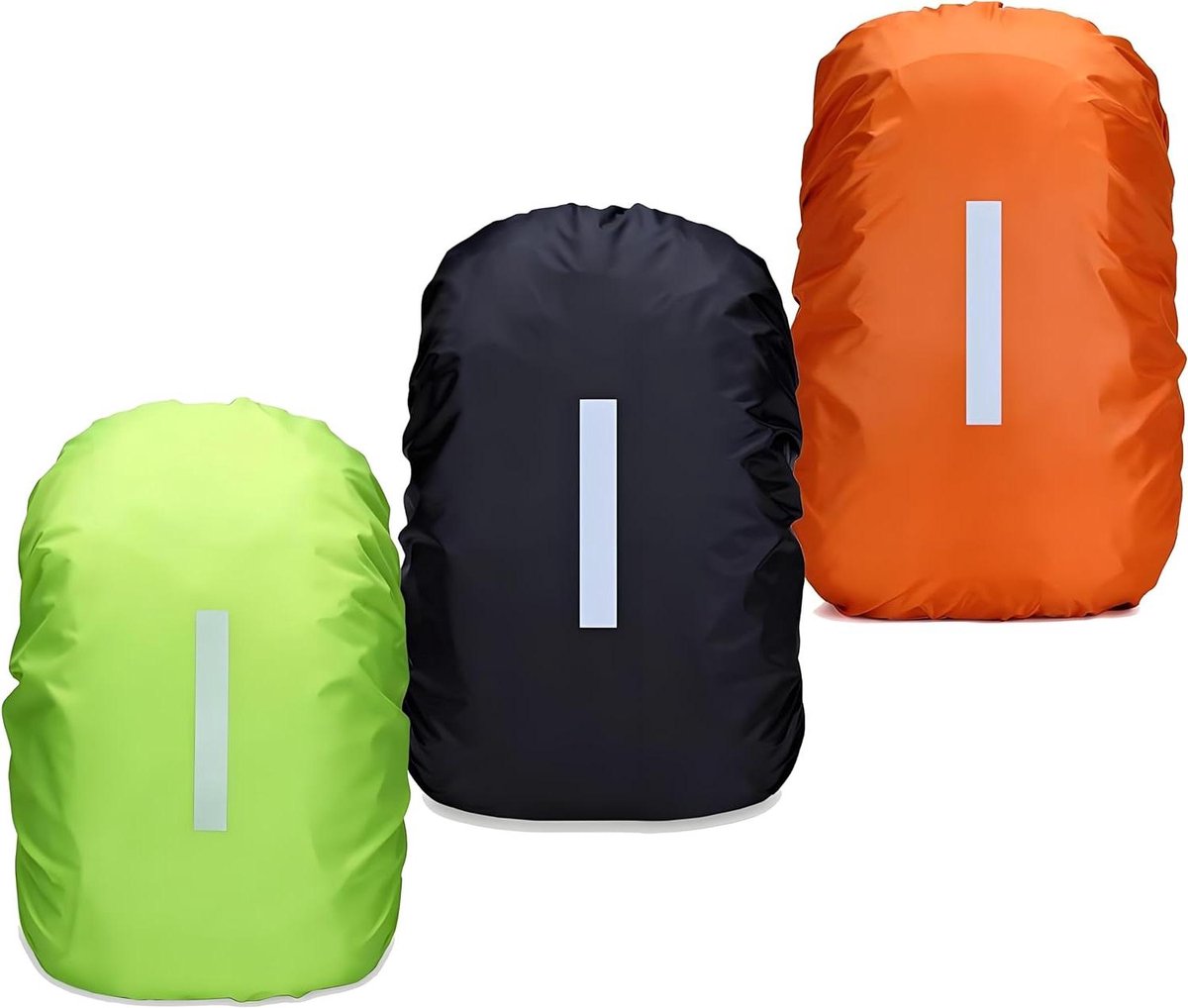 Allecto Plus - 2 Reflecterende Regenhoezen voor Rugzakken (15-50 liter) - Regenhoes met Reflecterende Strepen voor Wandelen, Kamperen en Fietsen - Set van 2 Stuks