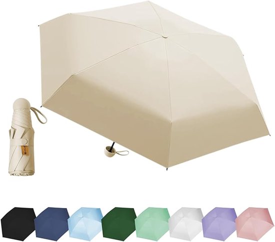 Mini parapluie à 6 baleines – Protection UV – Parapluie pare-soleil et pluie – Parapluie pliable avec sac de transport – Léger et coupe-vent – Parapluie imperméable pour l'extérieur, les Voyages et l'utilisation quotidienne