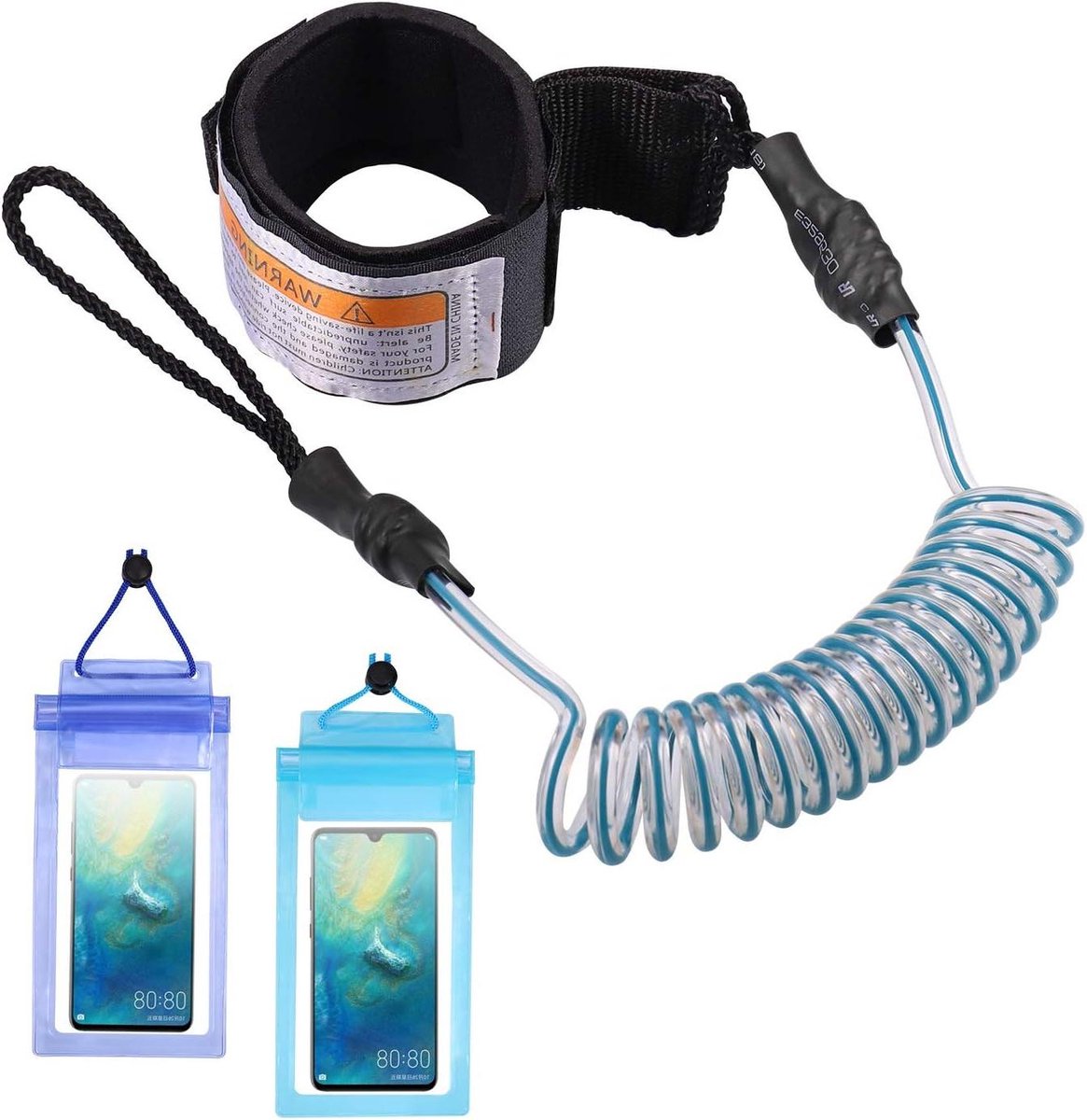 Surfboard riem met waterdichte telefoonhoesjes en bodyboard lijn voor surfen en SUP-paddleboard