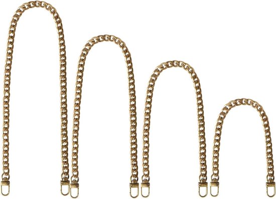 JOPHEK Tasketting, 4 stuks metalen tasketting, handtasketting metaal goud, draagriem ketting, ketting schouderriem, portemonneeketting, vervangende ketting voor schoudertas en handtas, 40/60/100/120 JOPHEK Tasketting, 4 stuks metalen tasketting, handtasketting metaal goud, draagriem ketting, ketting schouderriem, portemonneeketting, vervangende ketting voor schoudertas en handtas, 40/60/100/120