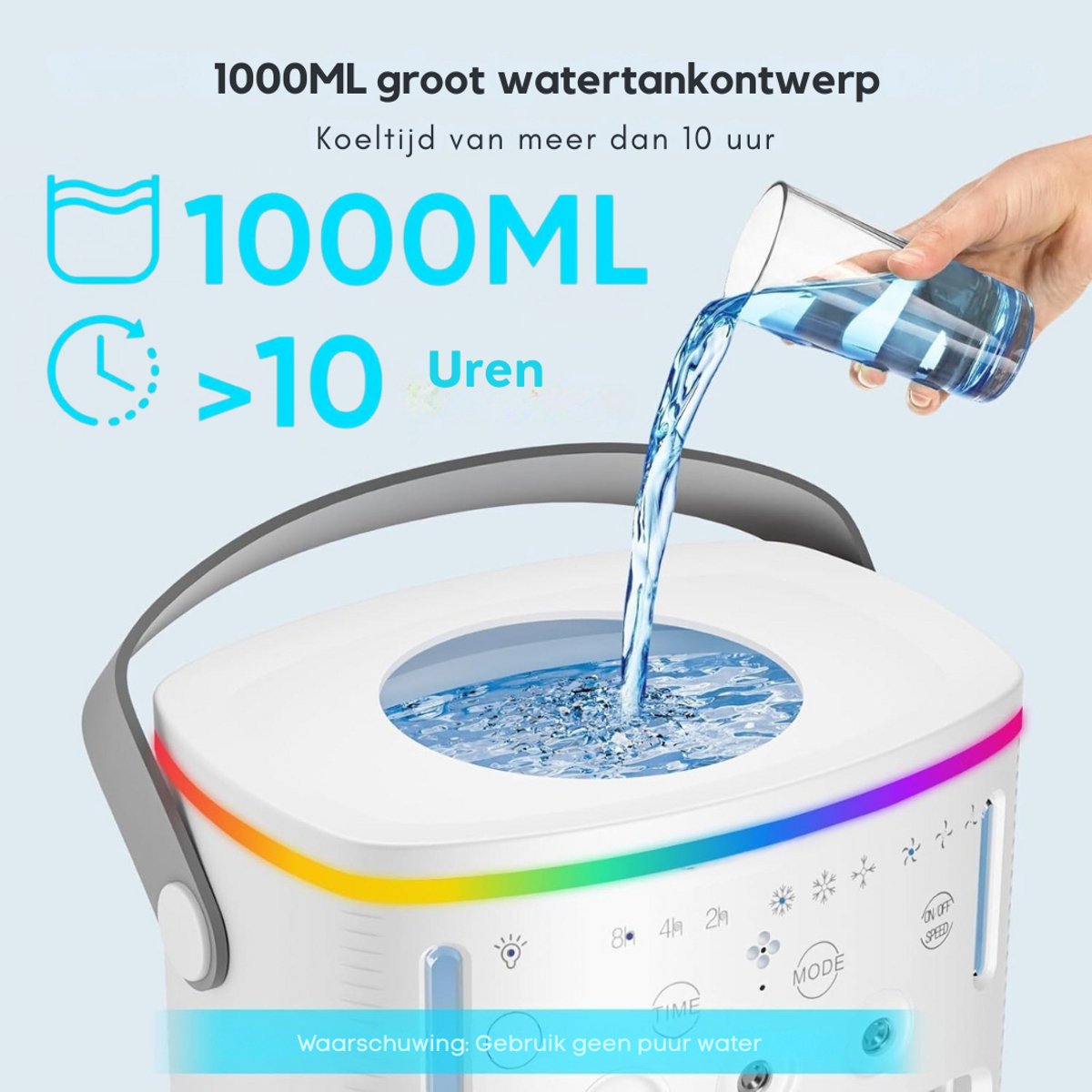 4-in-1 Mobiele Airco Zonder Afvoerslang – Met Afstandsbediening - Mobiele Airco Voor Slaapkamer Zonder Slang – Mini Airco - Ventilator - Airconditioning – Aircooler Met 3 modussen thumbnail 7