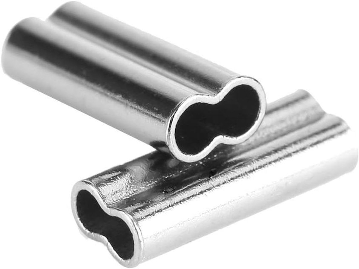 Allecto Plus - 100 stuks dubbele krimp vislijn draadgeleiders - koperen buisverbinders voor bootvissen en zeevissen - koperen krimpbuis 16 mm x 10 mm