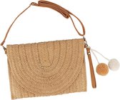 Allecto Plus - Sac en osier fait main pour femme | Sac de plage et sac à bandoulière Boho kaki | Sac bandoulière et pochette au design unique | Petit sac panier en matériaux naturels