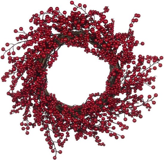 bizon traagheid Uitverkoop Goodwill Krans-Herfstkrans-Kerstkrans Rode besjes Rood D 55 cm | bol.com