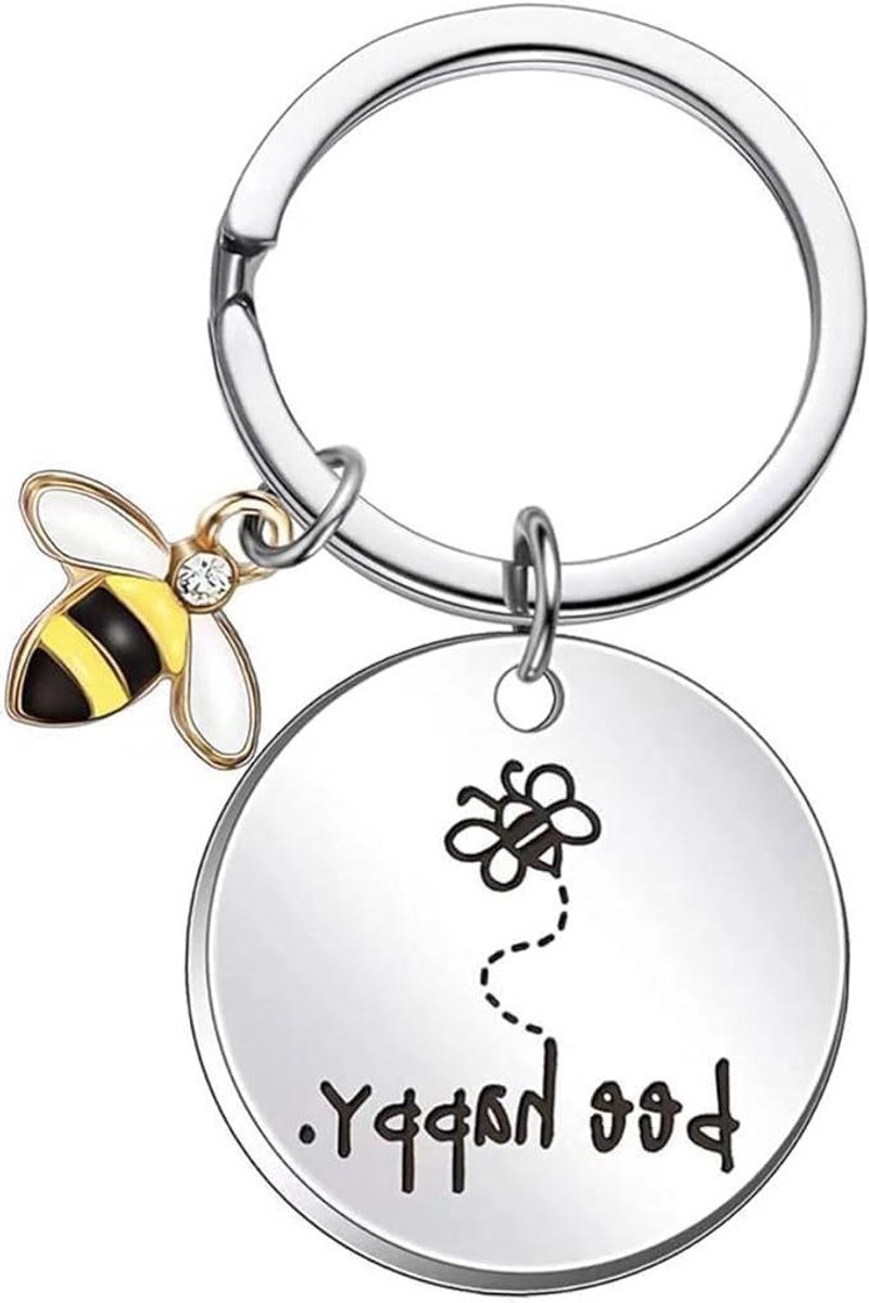 Allecto Plus - Sleutelhanger met zilveren bijen decoratie voor dames - Leuk cadeau voor feest, Kerstmis, afstuderen - Schattige sleutelhanger voor autotas - 98 x 78 mm