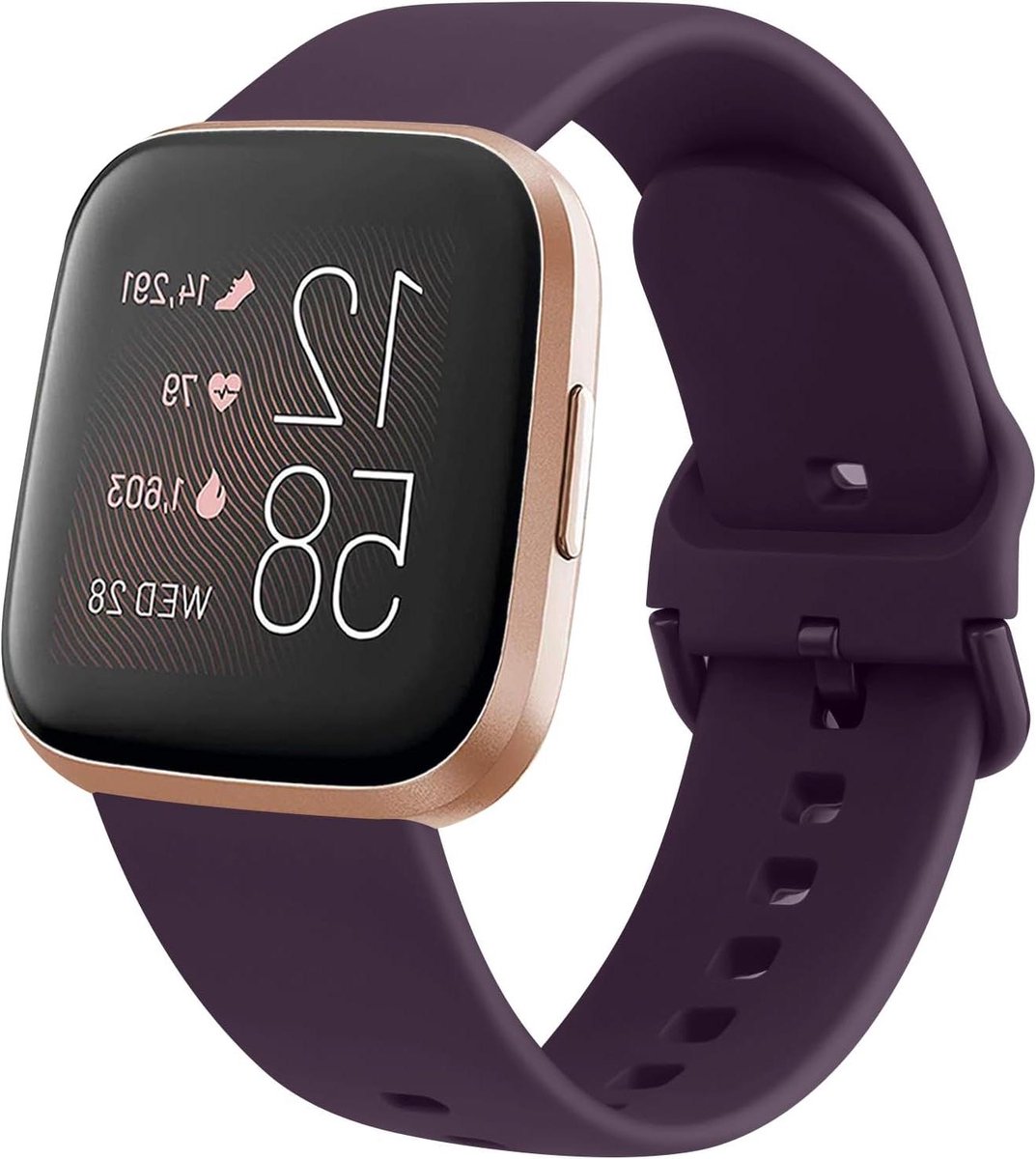 Allecto Plus - Sportieve armband voor Fitbit Versa 2 en Fitbit Versa - Dames en Heren - Paars in maat verstelbaar