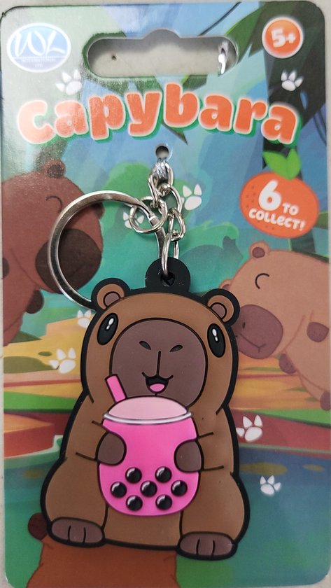 Porte-clés Capybara avec thé aux perles rose