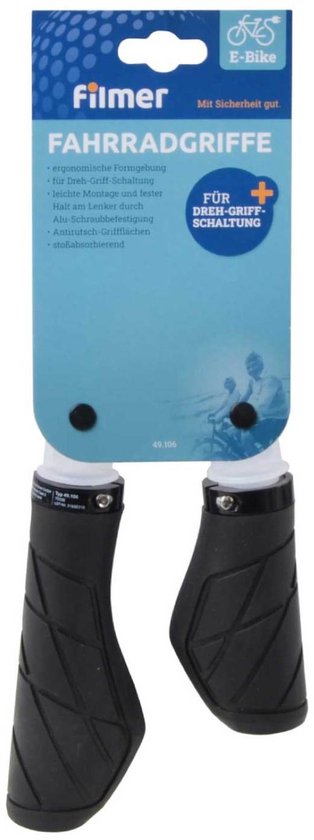 PRUNUS Fietsgrepen, ergonomisch, lang, kort, draaigreepschakeling, 22 mm fietsgrepen/stuurgrepen met dubbel lock-on-design, fietsstuurgrepen voor MTB, racefiets, scooter enz