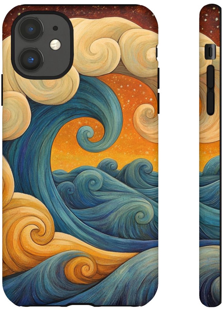 Spiraalvormige Golven Illustratie – Telefoonhoesje Geschikt voor iPhone 11
