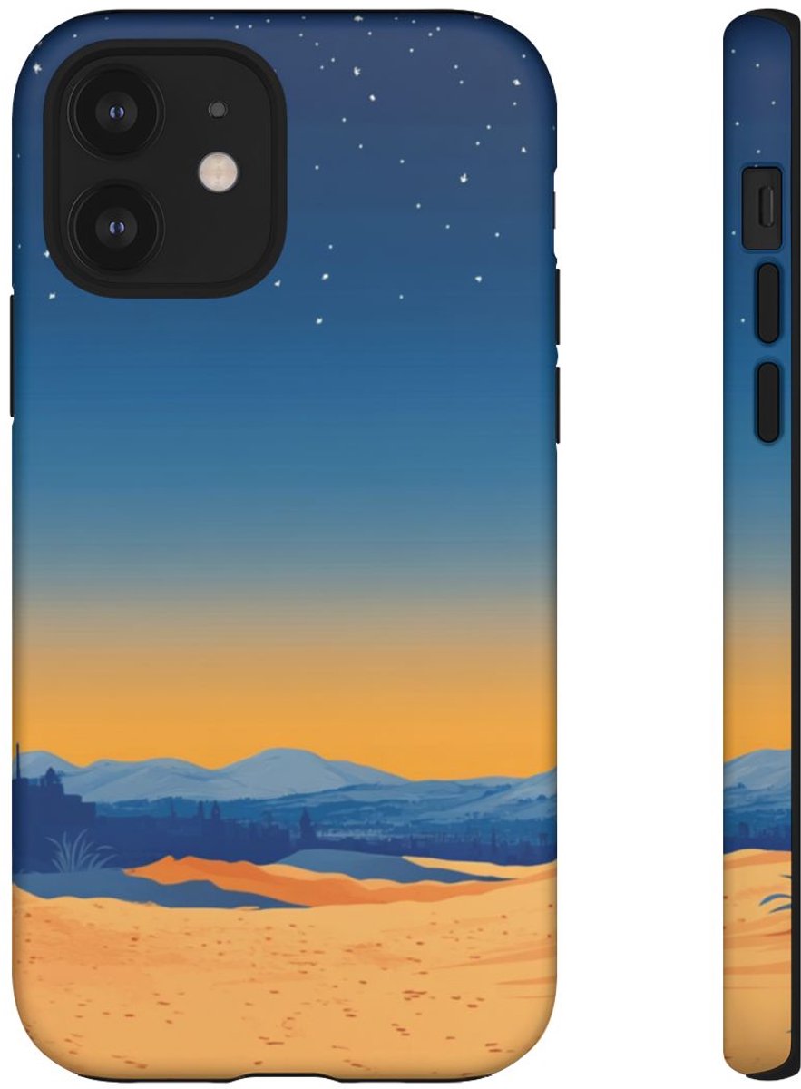 Rustig Woestijnlandschap met Maan – Telefoonhoesje Geschikt voor iPhone 12