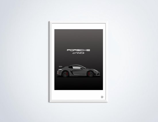 Poster Porsche GT4 RS Weissach Grijs - Poster voiture B2 (50 x 70 cm) | Chambre des enfants | Chambre à coucher | Bureau