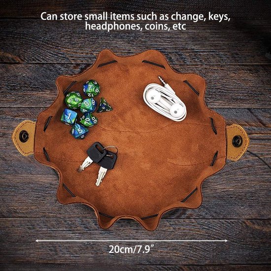 Lederen dobbelstenen tas - Trekkoord Vintage RPG Pouch voor Munten Valuta, Dobbelstenen en Kleine Accessoires - Bruin - Retro van Merkloos	 — afbeelding 2