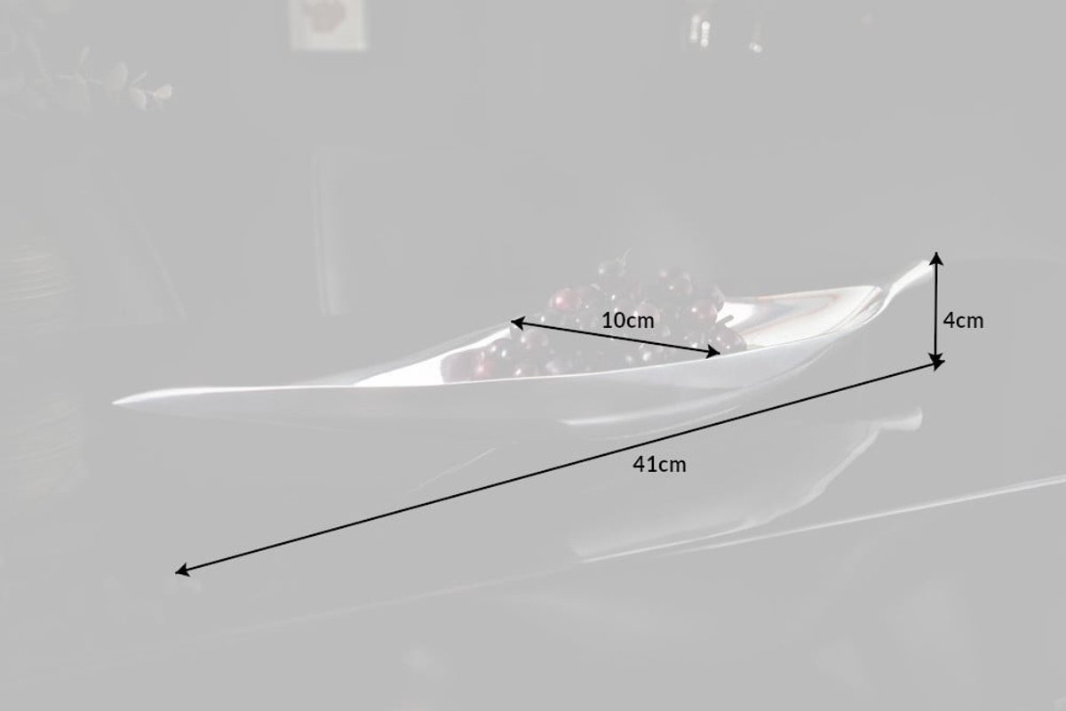 Handgemaakte decoratieve kom SILVER LEAF 41cm zilver aluminium - 17371