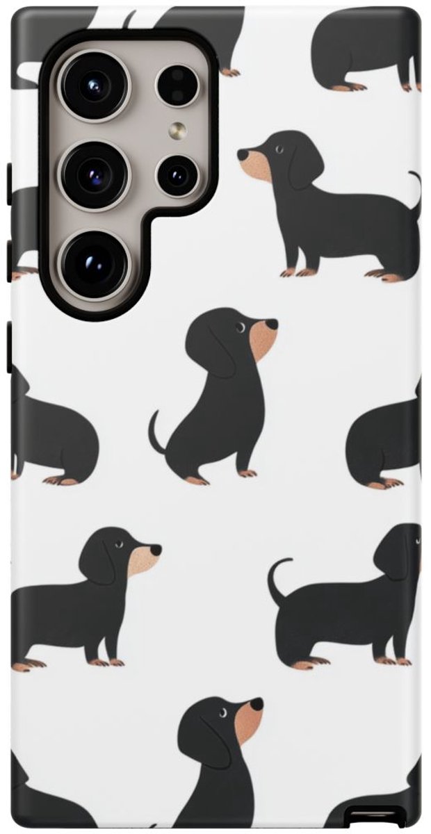 Minimalistisch Zwart Teckelpatroon – Telefoonhoesje Geschikt voor Galaxy S24 Ultra