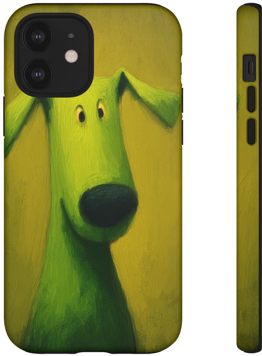 Groene Hond Matte Stevige Hoesje – Telefoonhoesje Geschikt voor iPhone 12