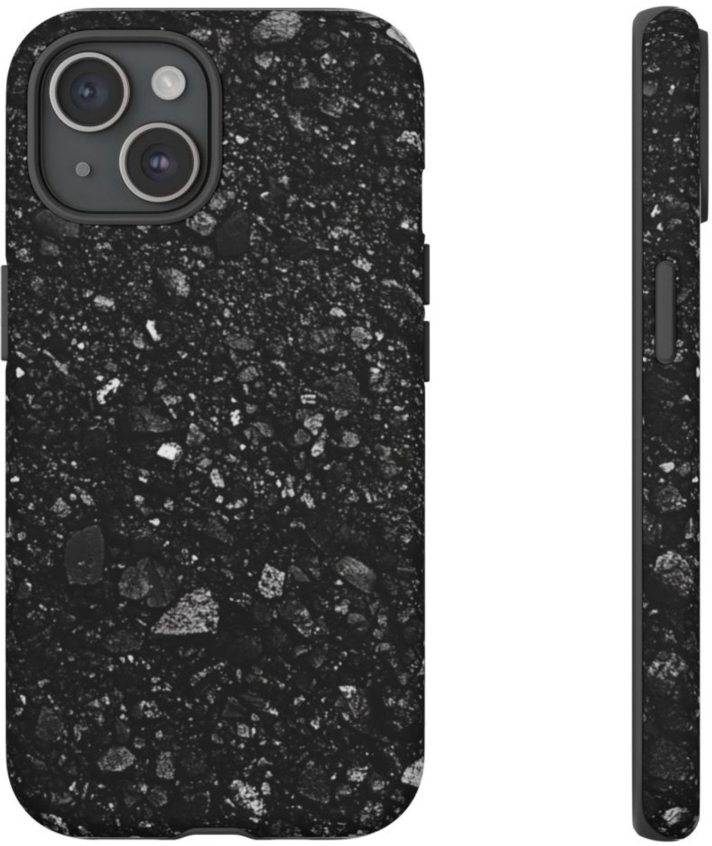 Zwarte Asfaltstructuur – Telefoonhoesje Geschikt voor iPhone 15