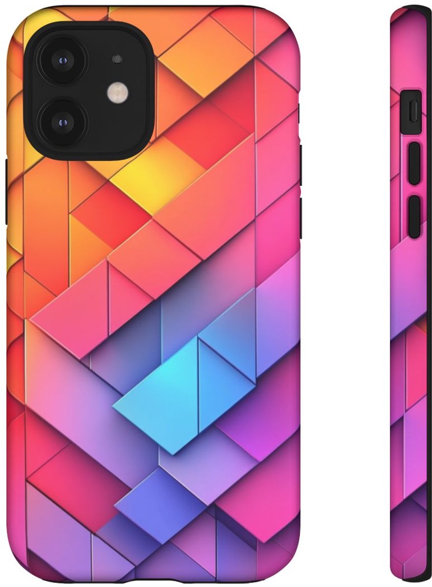 Kleurrijk Geometrisch Patroon – Telefoonhoesje Geschikt voor iPhone 12