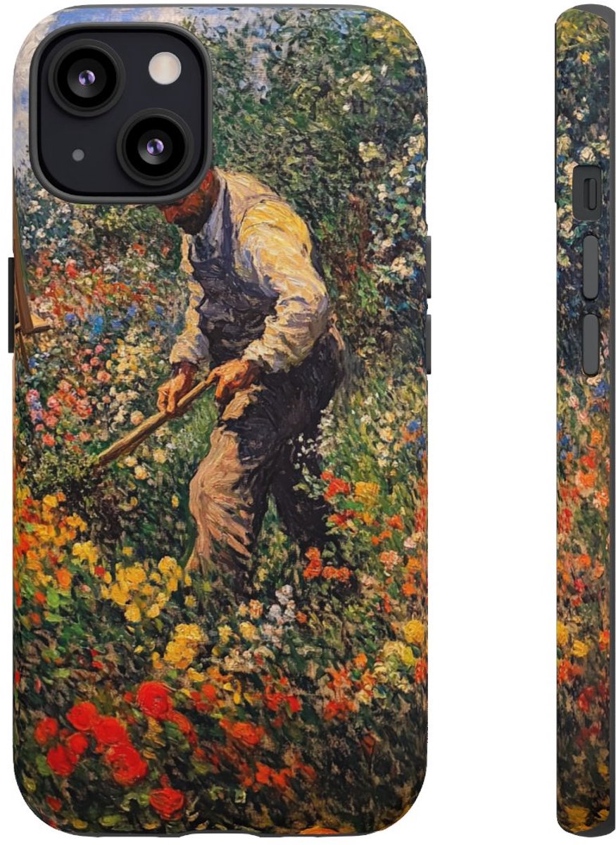 Tuinier in Bloemrijke Tuin – Telefoonhoesje Geschikt voor iPhone 13