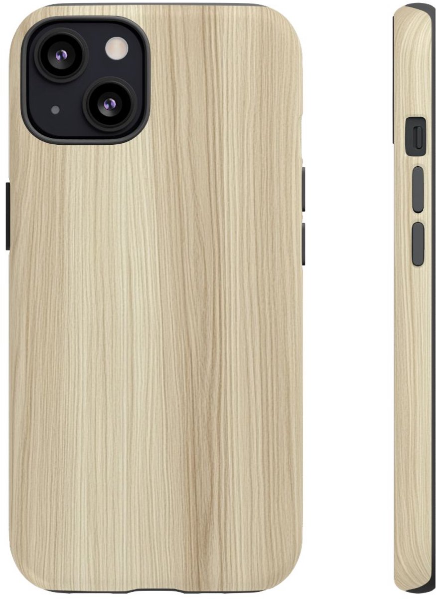 Minimalistische Licht Houtstructuur – Telefoonhoesje Geschikt voor iPhone 13