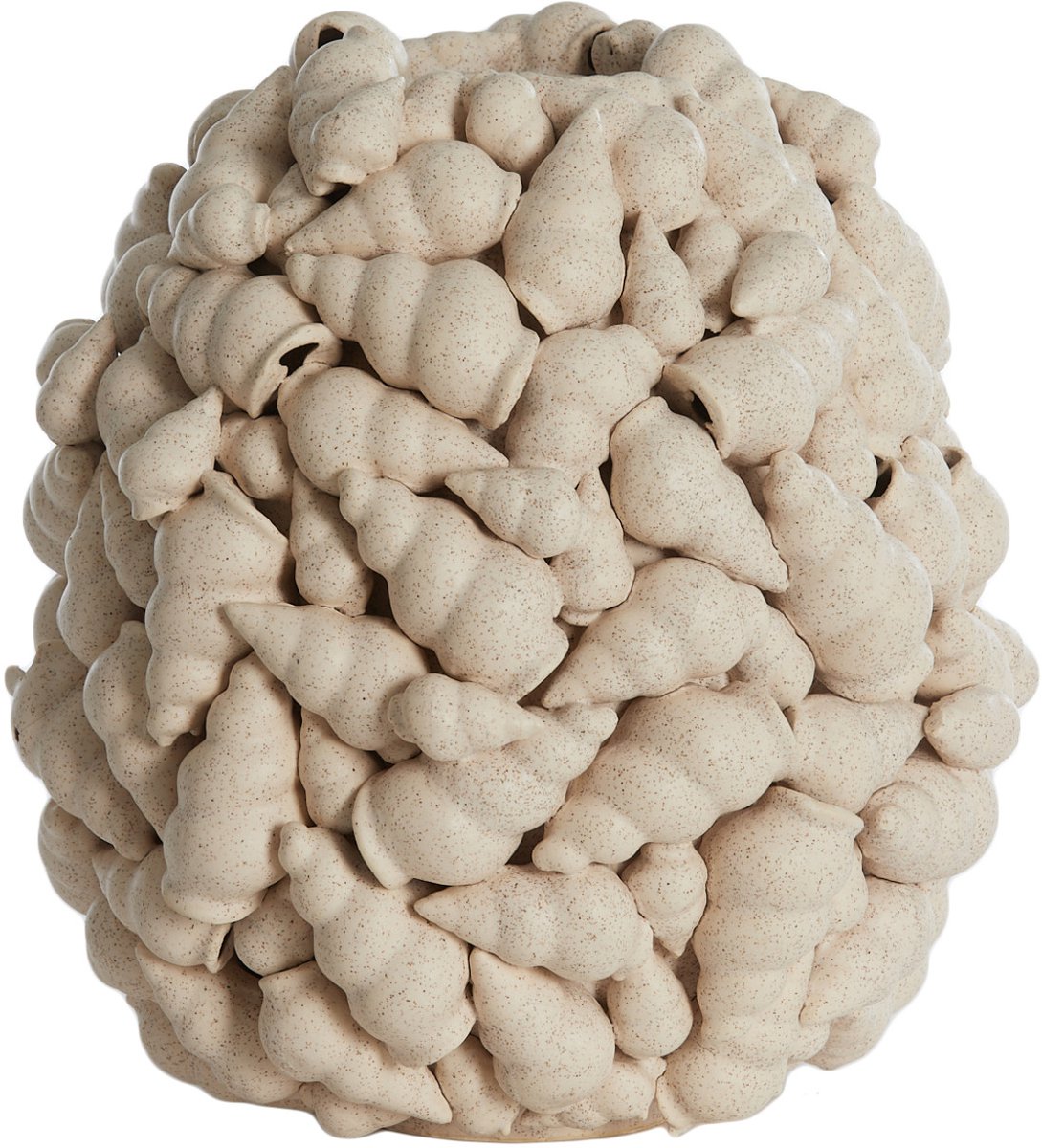 vaas SHELL keramiek structuur crème – Ø28x30 cm