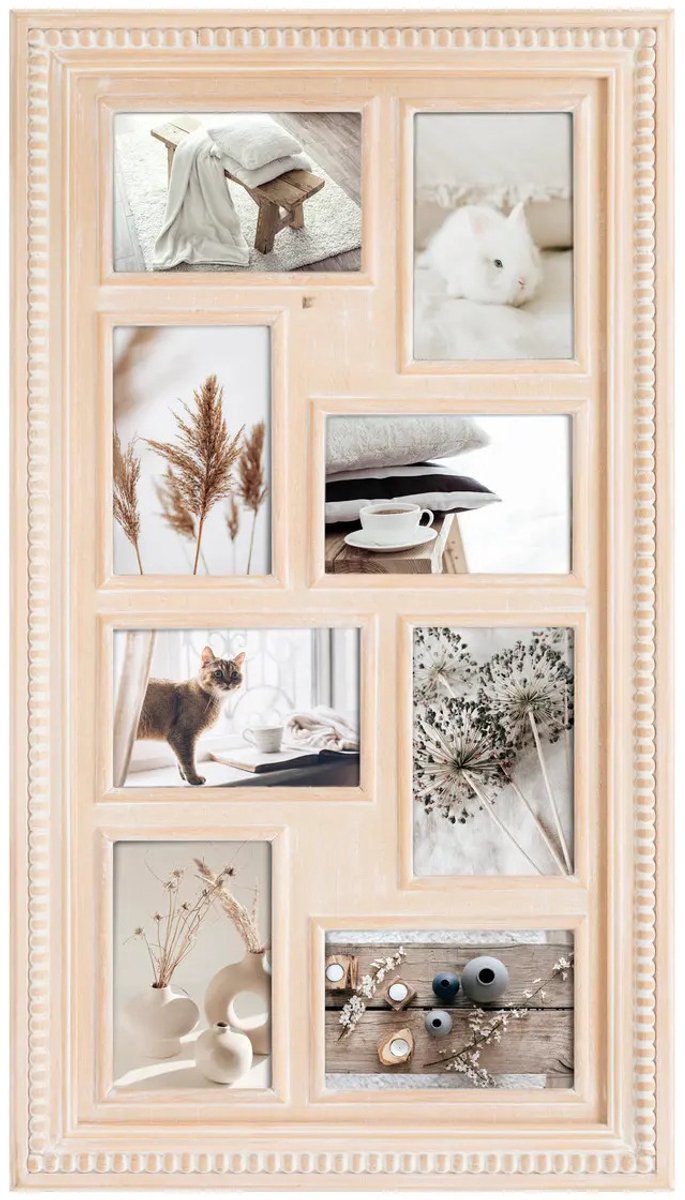 Atmosphera Collage fotolijst Natural - voor 8x foto van 10 x 15 cm - hout - beige - 37 x 66 cm - Wissellijst - Modern
