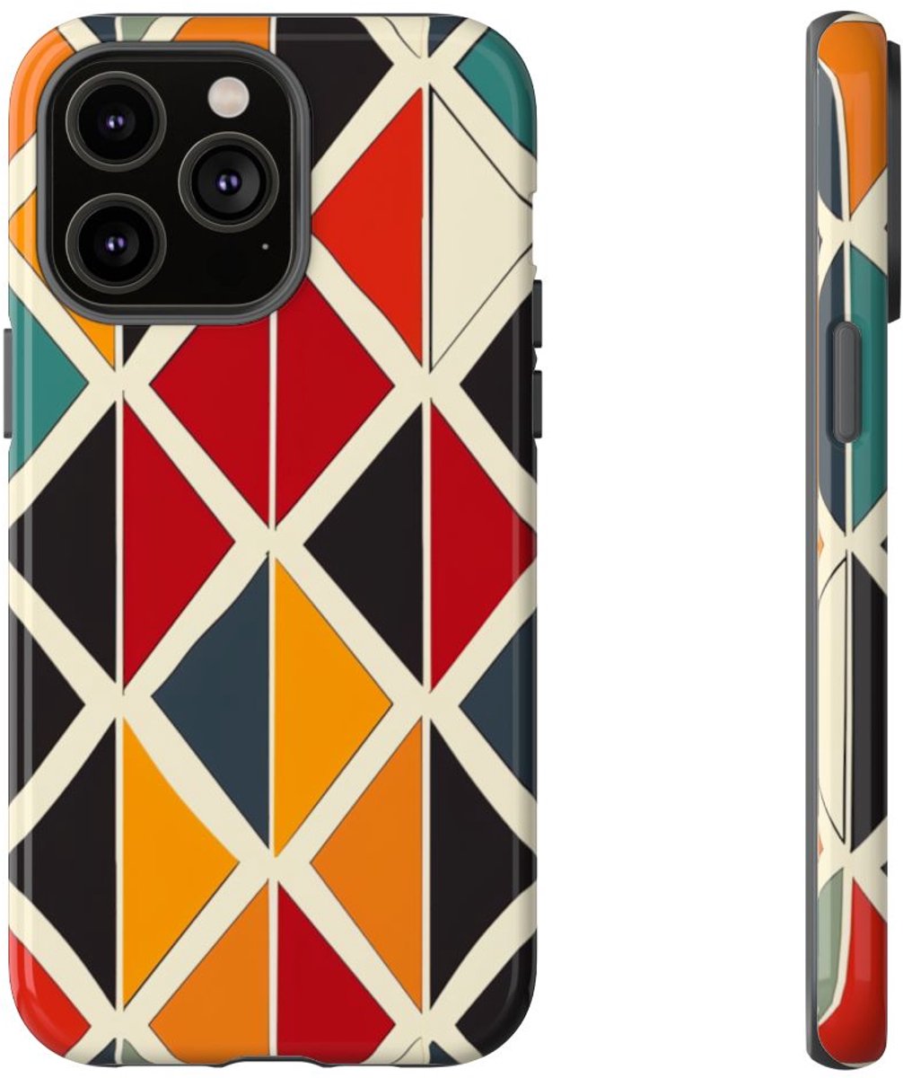 Kleurrijk Geometrisch Diamantpatroon – Telefoonhoesje Geschikt voor iPhone 14 Pro Max
