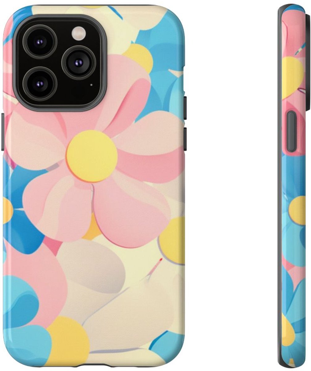 Vrolijk Pastel Bloemenpatroon – Telefoonhoesje Geschikt voor iPhone 14 Pro Max