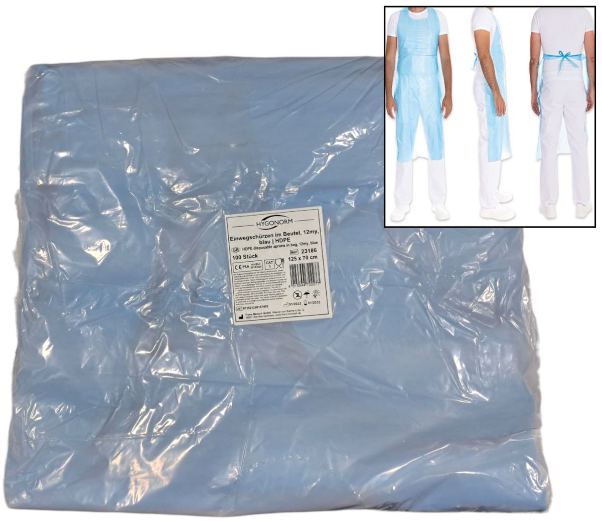 Hygonorm Wegwerpschorten - Blauw - 100 Stuks – Plastic - Voedselveilig, in Zak