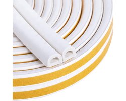 10m(9*6mm) - Tochtstrip voor deur en raam - zelfklevende tochtstrip - Type D afdichtende schuimtape tegen - afdichtstrip - koude tocht - botsingsbeveiliging - geluidsdicht - waterdicht - stofdicht - wit