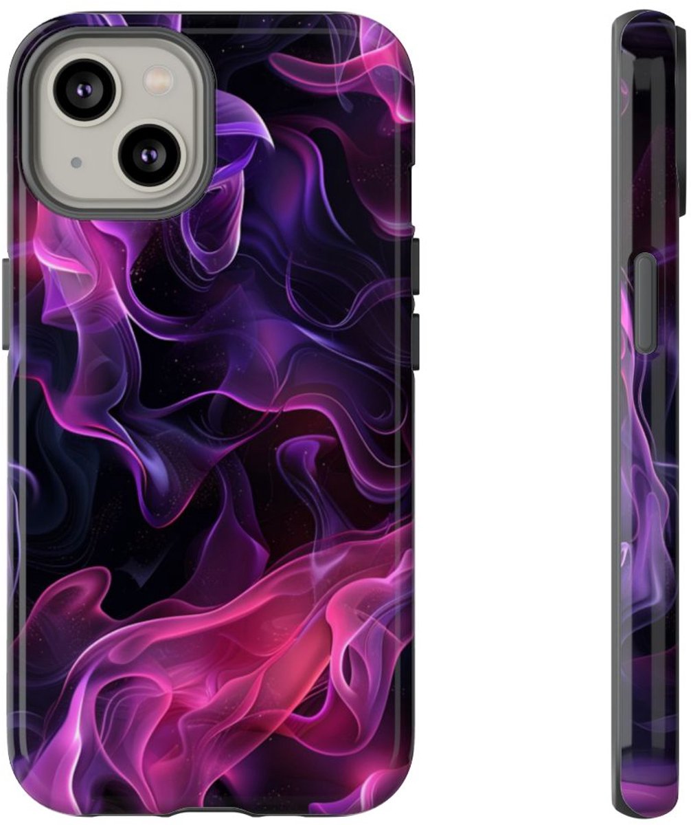 Violette en Roze Abstracte Vlammen – Telefoonhoesje Geschikt voor iPhone 14
