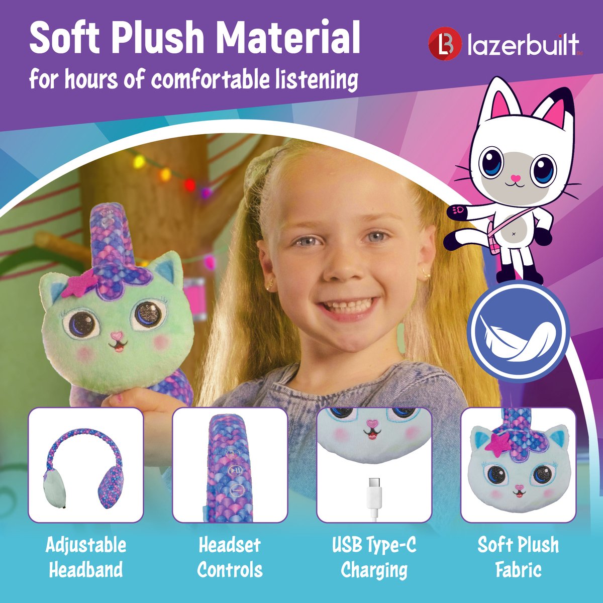 Gabby's Mercat Draadloze Kinderkoptelefoon met - afbeelding 3