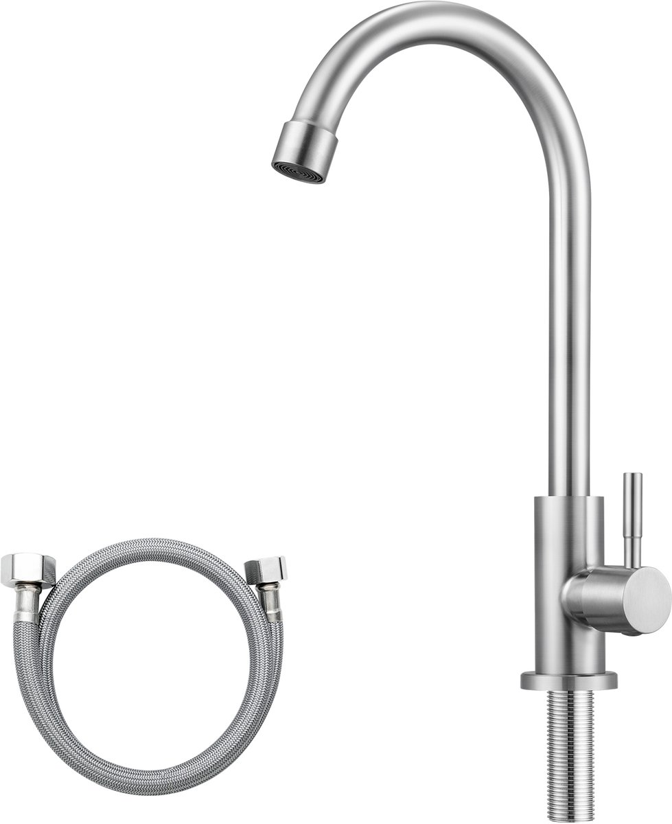 Sofetiy MAX Keuken kraan - Koud water Keukenkraan - 360° draaibare keukenkraan - Handdouche - Roestvrij staal - Flexibele Slang