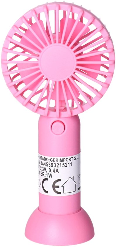 Mini handventilator roze 8x5x16 cm draagbaar klein lichtgewicht ventilator Gerimport batterij