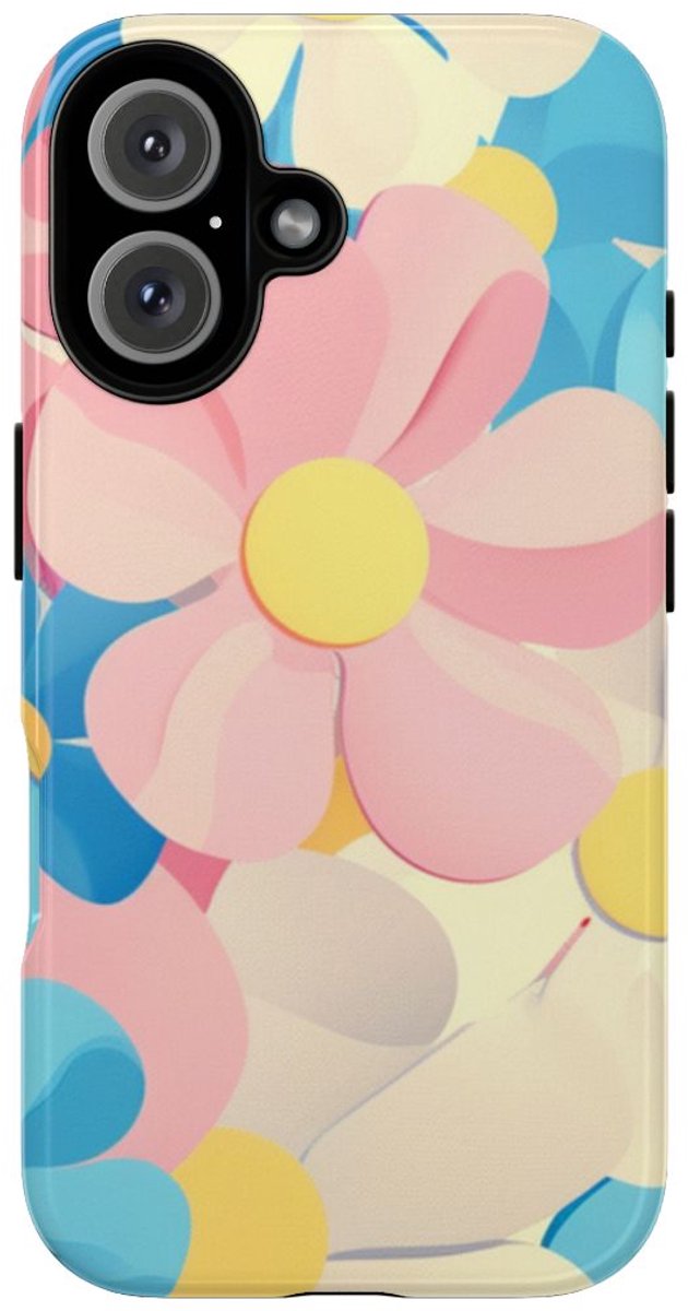 Vrolijk Pastel Bloemenpatroon – Telefoonhoesje Geschikt voor iPhone 16