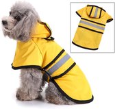 Reflecterende regenjas voor honden, waterdichte jas met capuchon, verstelbare lichtgewicht poncho met riemgat, geschikt voor kleine, middelgrote en grote honden, geel, XS